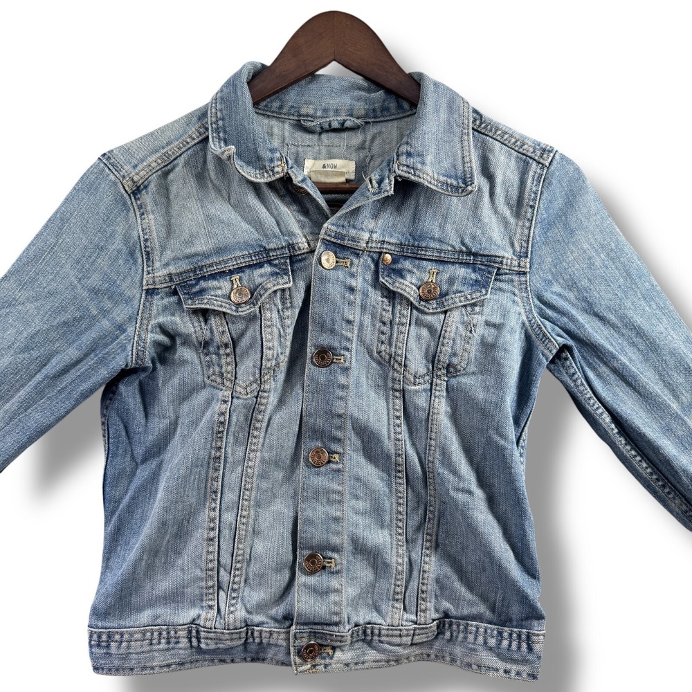 &NOW Limited Edition Womens Denim Jacket Retro Trucker Light Wash Stretch Size 6